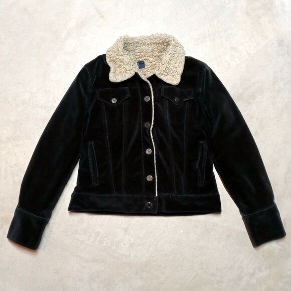 Gap Jackets & Blazers - GAP Women’s Insulated Sherpa Lined Trucker Velour Y2K Jacket Size MEDIUM